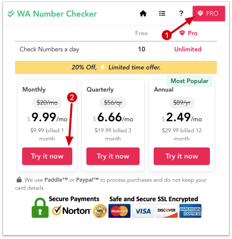 WA Number Checker chrome extension subscribe pro
